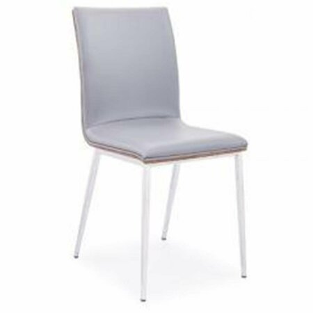 ARMEN LIVING Crystal Dining Chair in Brushed Stainless Steel with Grey Faux Leather Walnut Back, 2PK LCCRCHGRPU